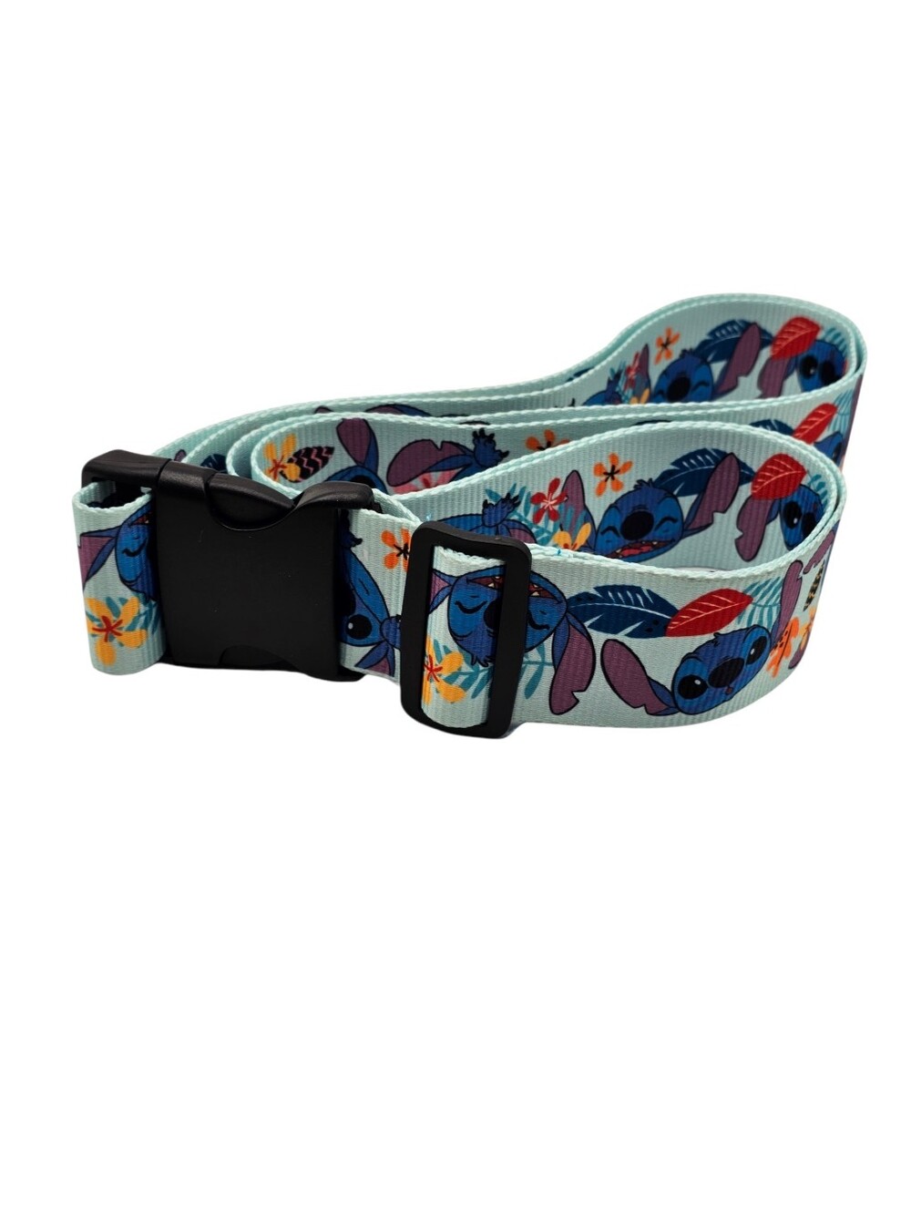Disney Light Blue Stitch Print Kids Luggage Strap with Black Buckle